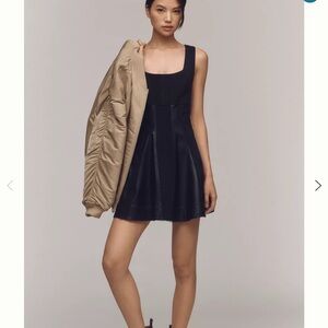 New Anthropologie Pilcro Black Sleeveless Faux Leather Mini Dress Small.